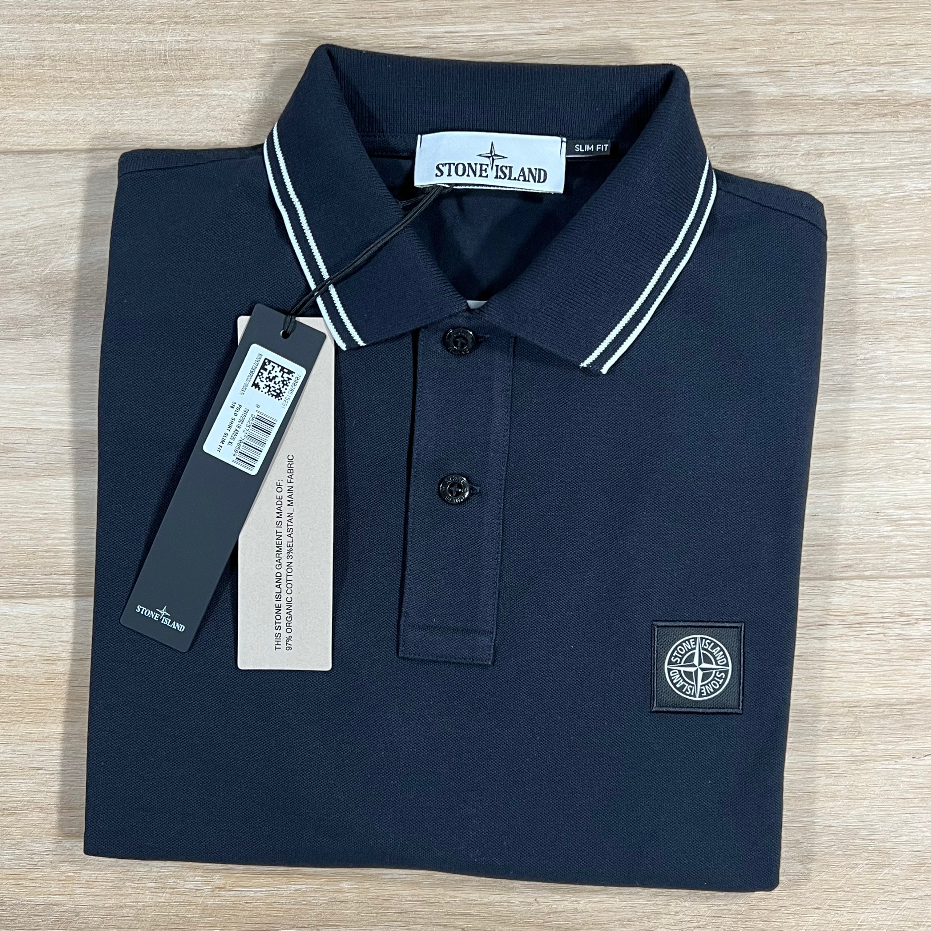 Stone Island Organic Cotton Pique Polo Shirt in Navy -Usfansport