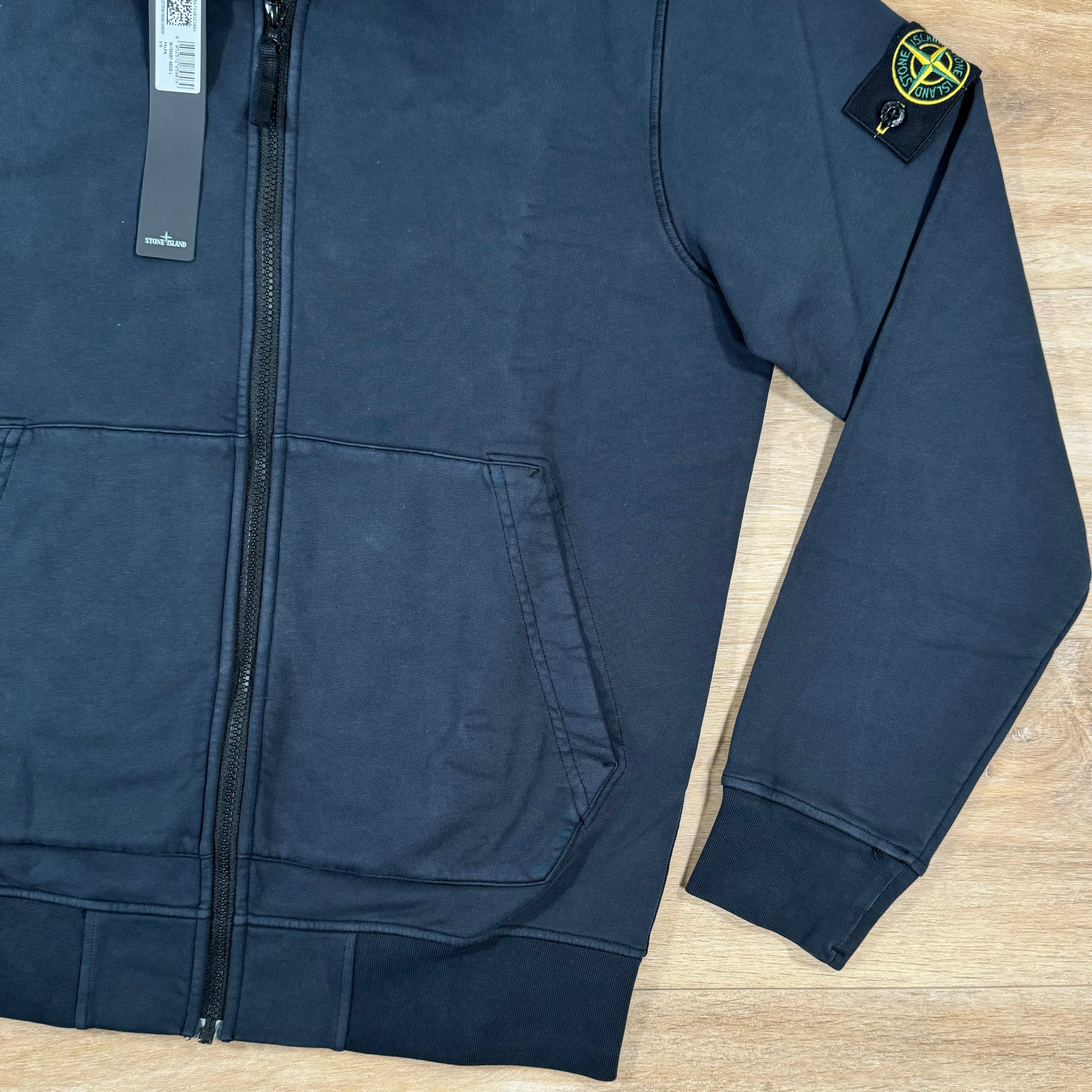Stone Island Organic Cotton Full-Zip Sweatshirt in Navy -Usfansport
