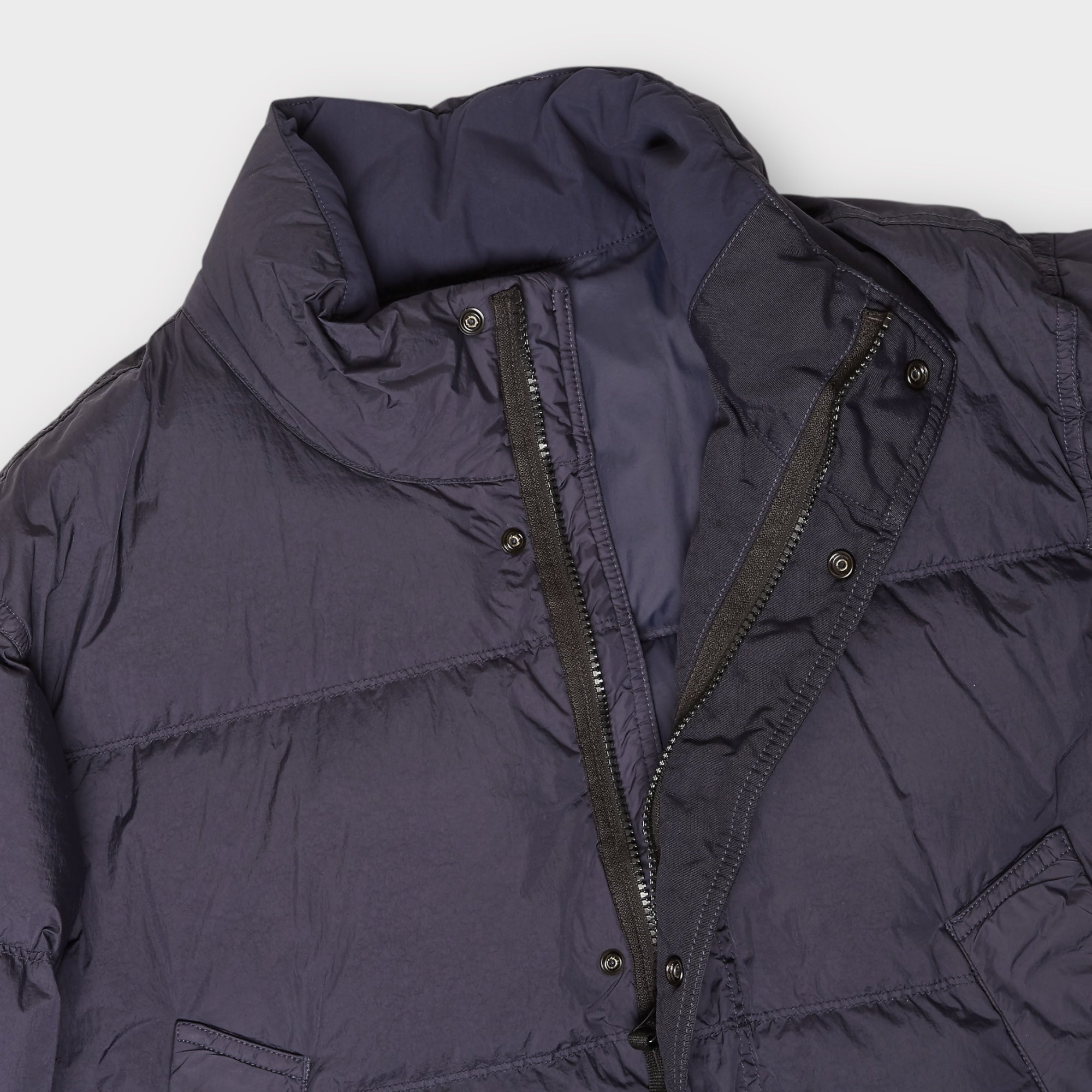 Stone Island Garment Crinkle Reps Dun Jakke I Navy