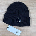 CP Company Extra Fine Merino Wool Lens Beanie in Black -Usfansport