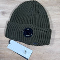 CP Company Extra Fine Merino Wool Lens Beanie in Ivy Green -Usfansport