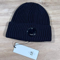 CP Company Extra Fine Merino Wool Lens Beanie in Navy -Usfansport