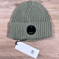CP Company Extra Fine Merino Wool Lens Beanie in Tea - Green -Usfansport