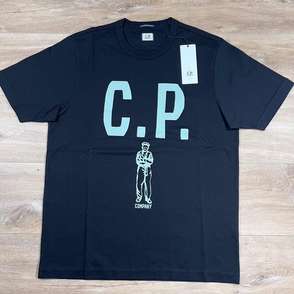 CP Company Mercerized 30/2 Jersey Sailor T-Shirt in Black -Usfansport