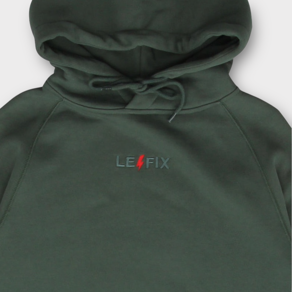 Le Fix Emb Hoodie I Grøn