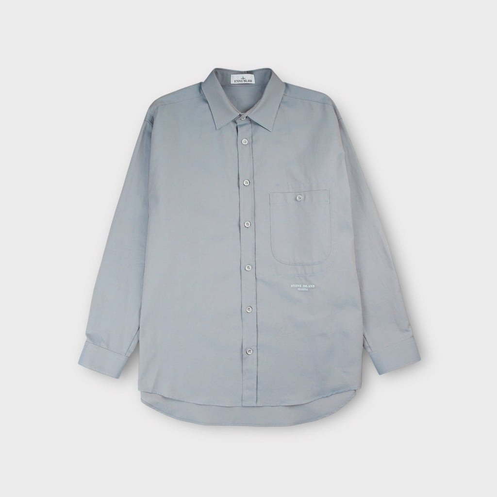 Stone Island Oxford Skjorte I Grå Blå