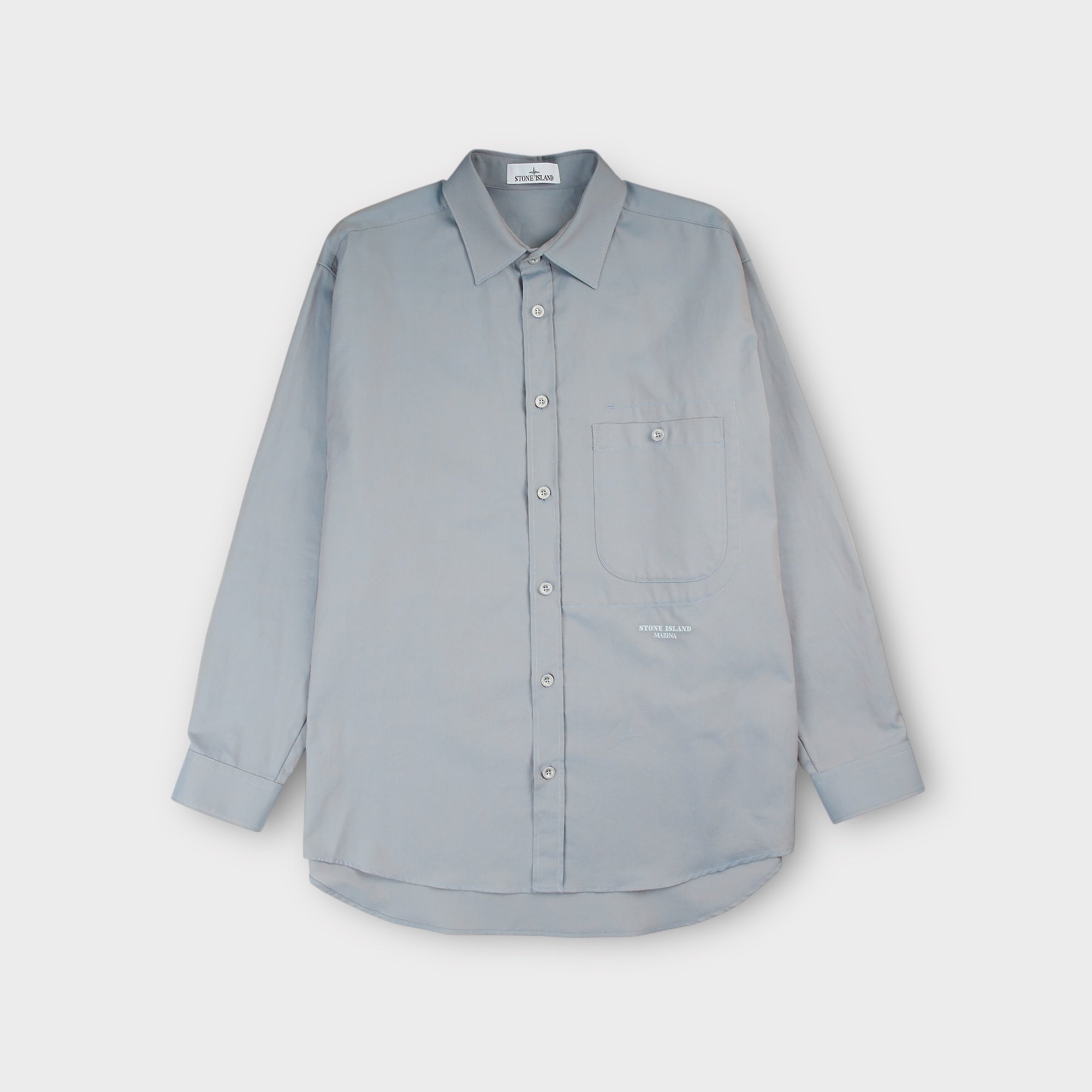 Stone Island Oxford Skjorte I Grå Blå