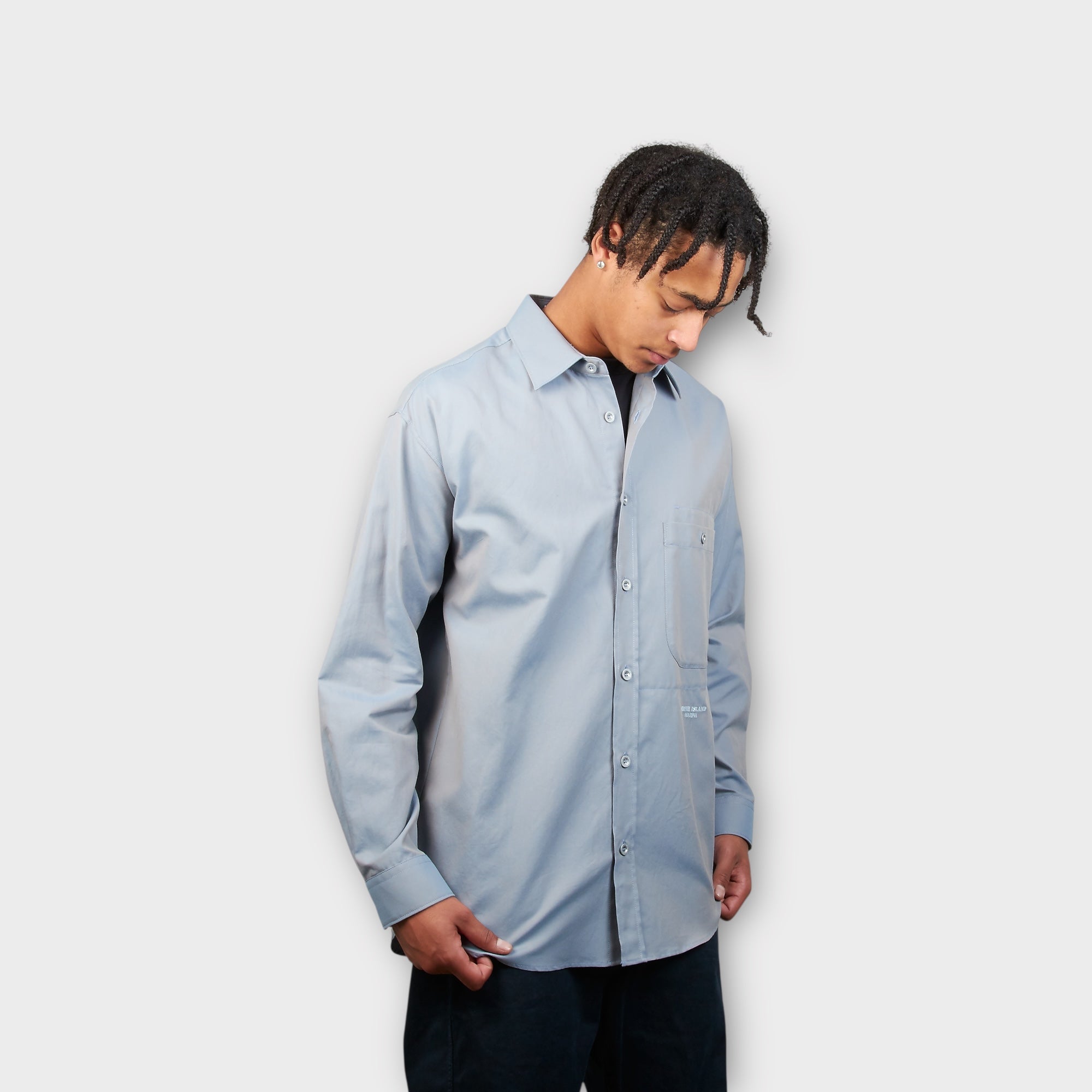 Stone Island Oxford Skjorte I Grå Blå