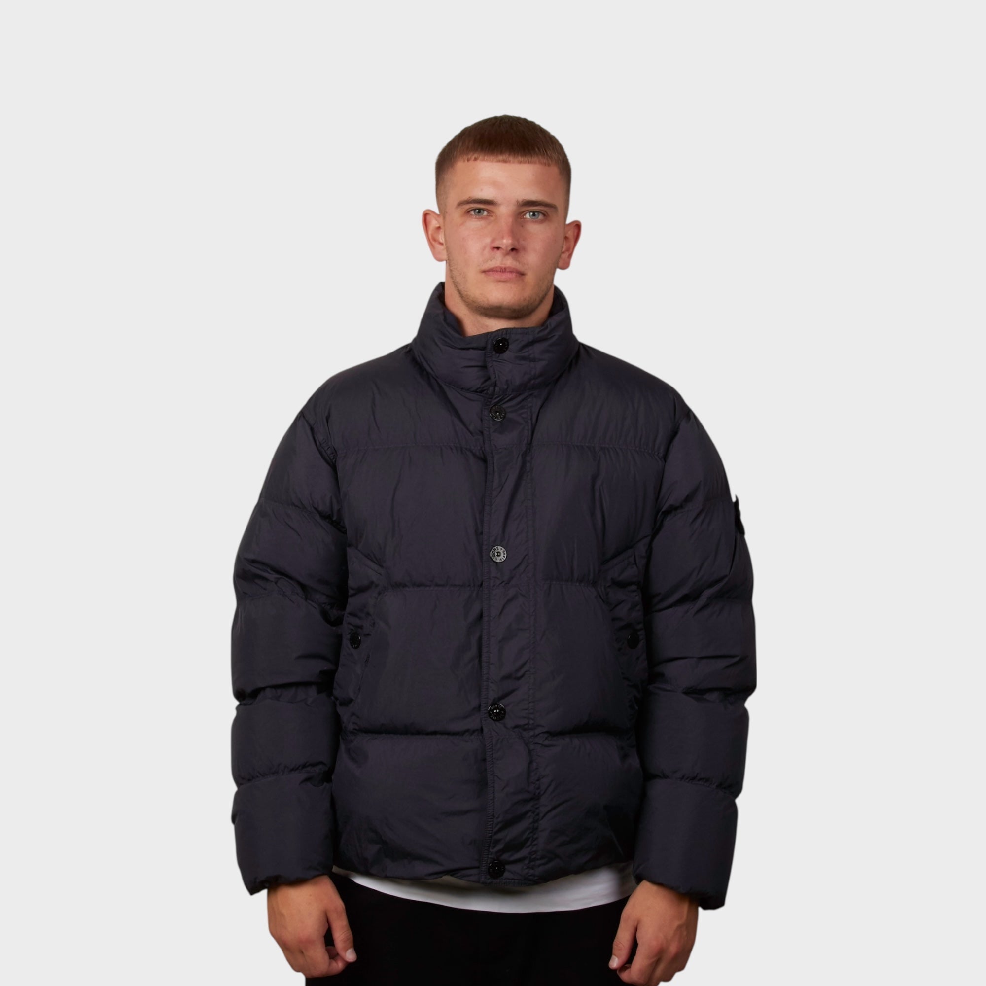 Stone Island Garment Crinkle Reps Dun Jakke I Navy
