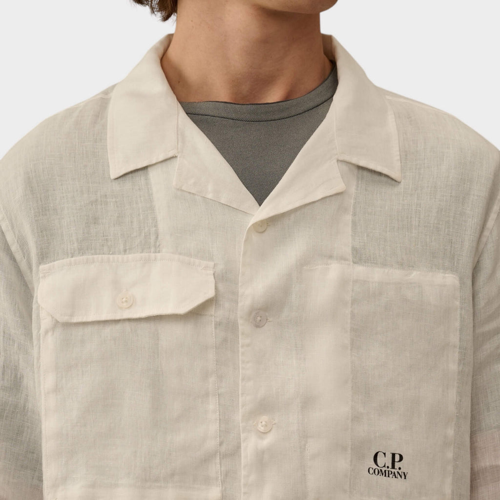 C.P. Company Long Sleeve Linen Skjorte I 103 Gauze White