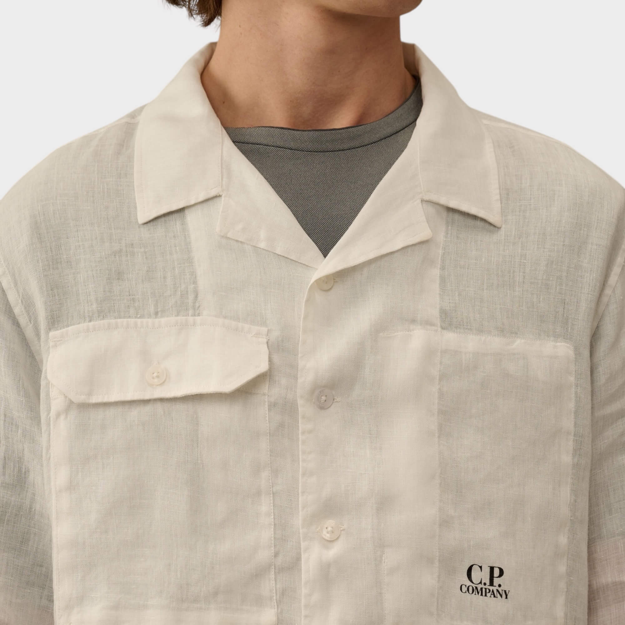 C.P. Company Long Sleeve Linen Skjorte I 103 Gauze White
