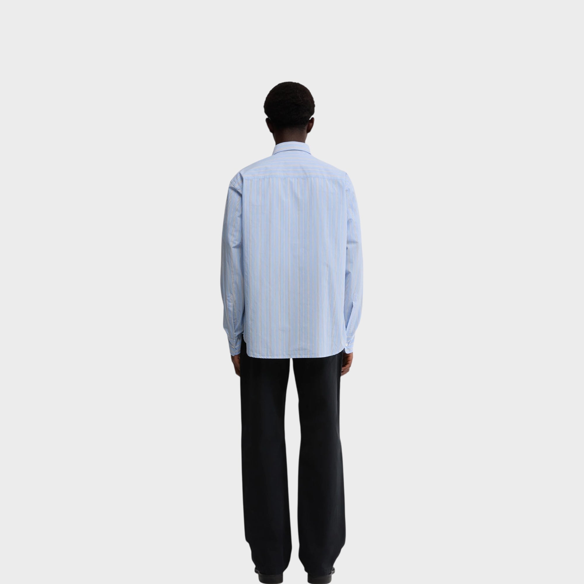Aspesi Striped Cotton Poplin Shirt I Sky Blue