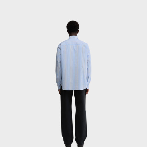Aspesi Striped Cotton Poplin Shirt I Sky Blue