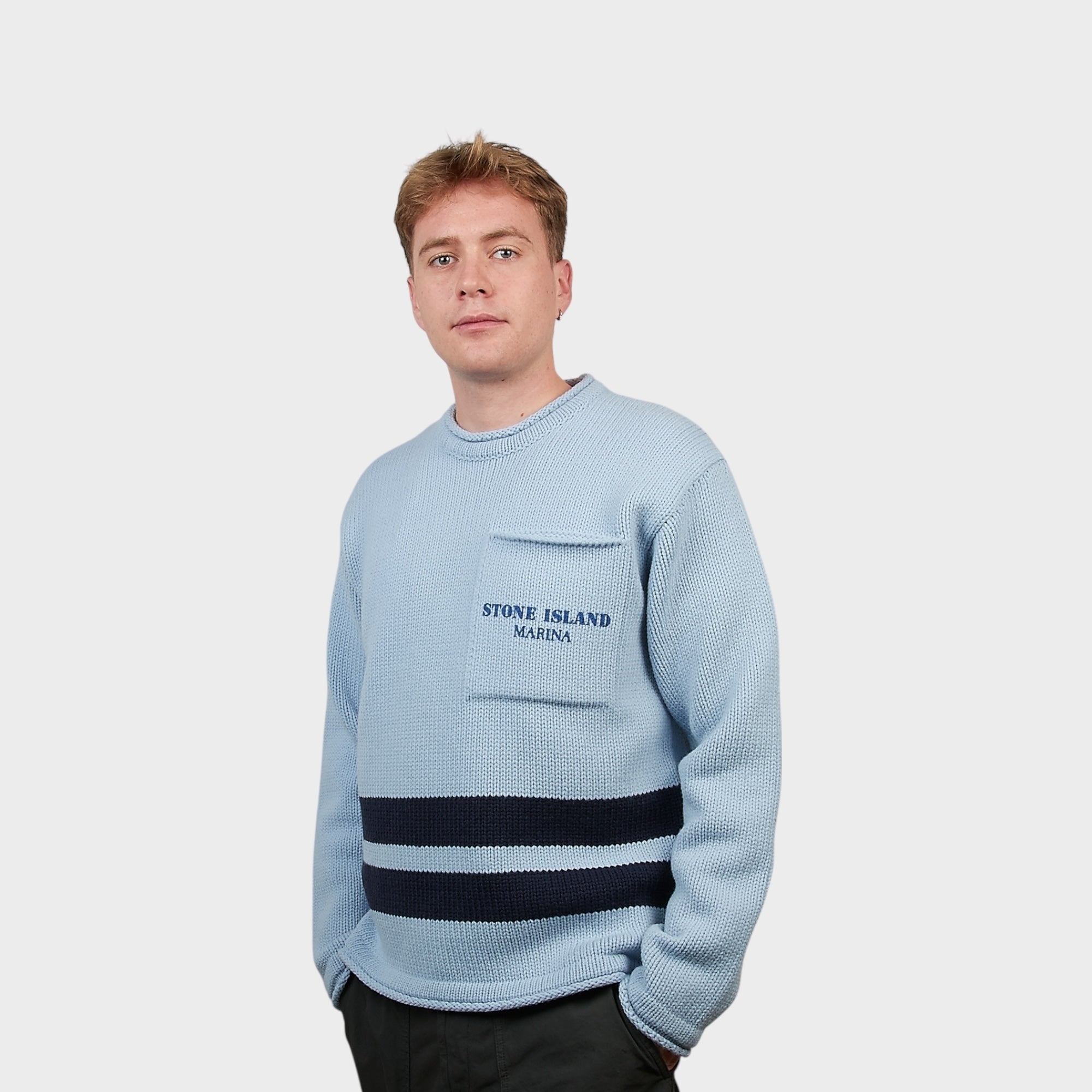 Stone Island Pocket Marina Strik I Lyseblå