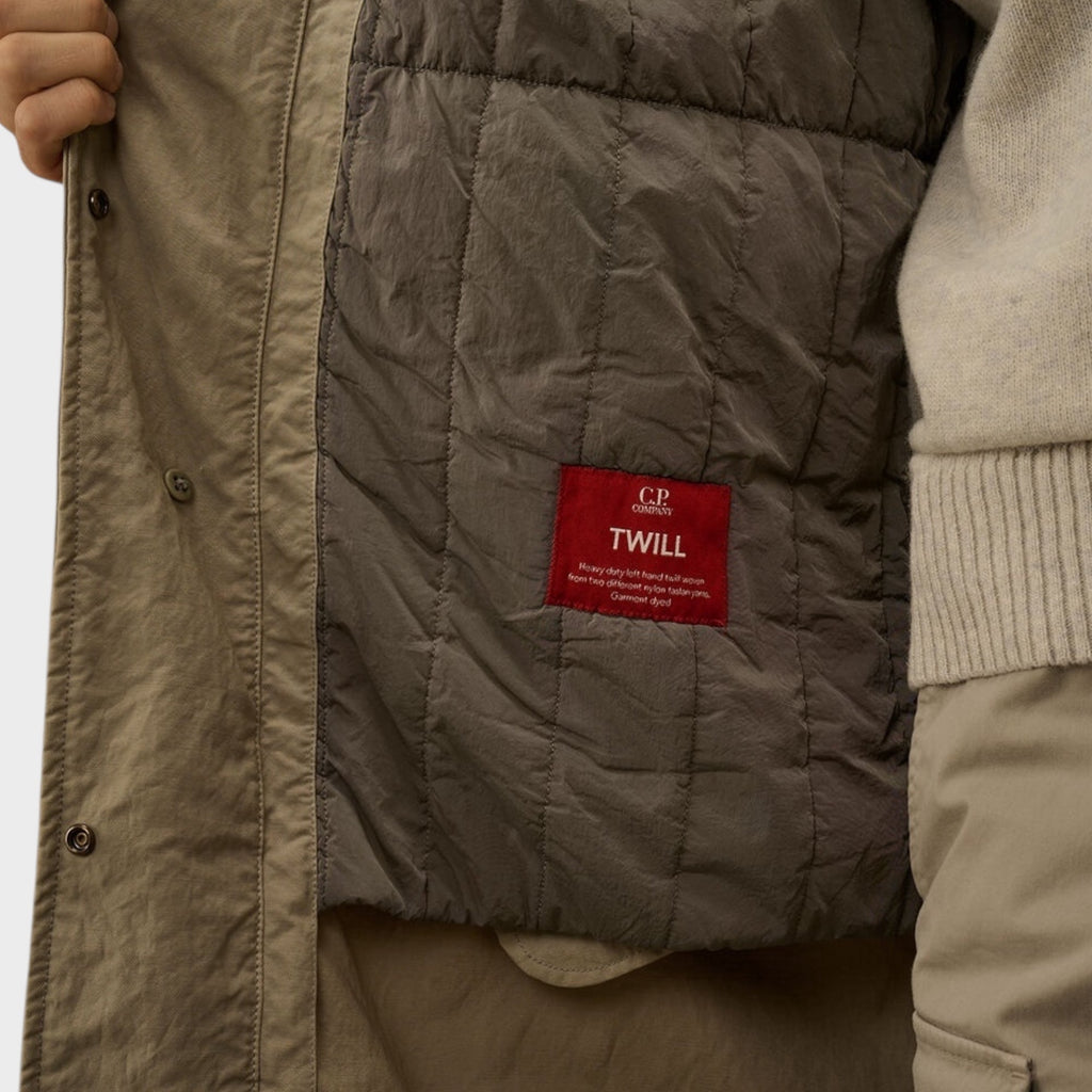 C. P. Company Twill Fishtail Padded Coat I Fallen Rock/Grey
