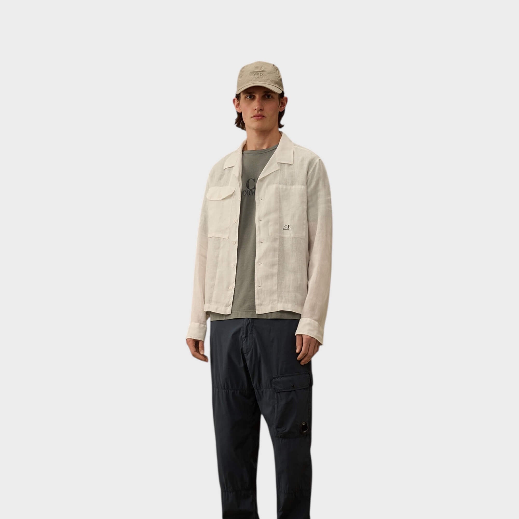 C.P. Company Long Sleeve Linen Skjorte I 103 Gauze White