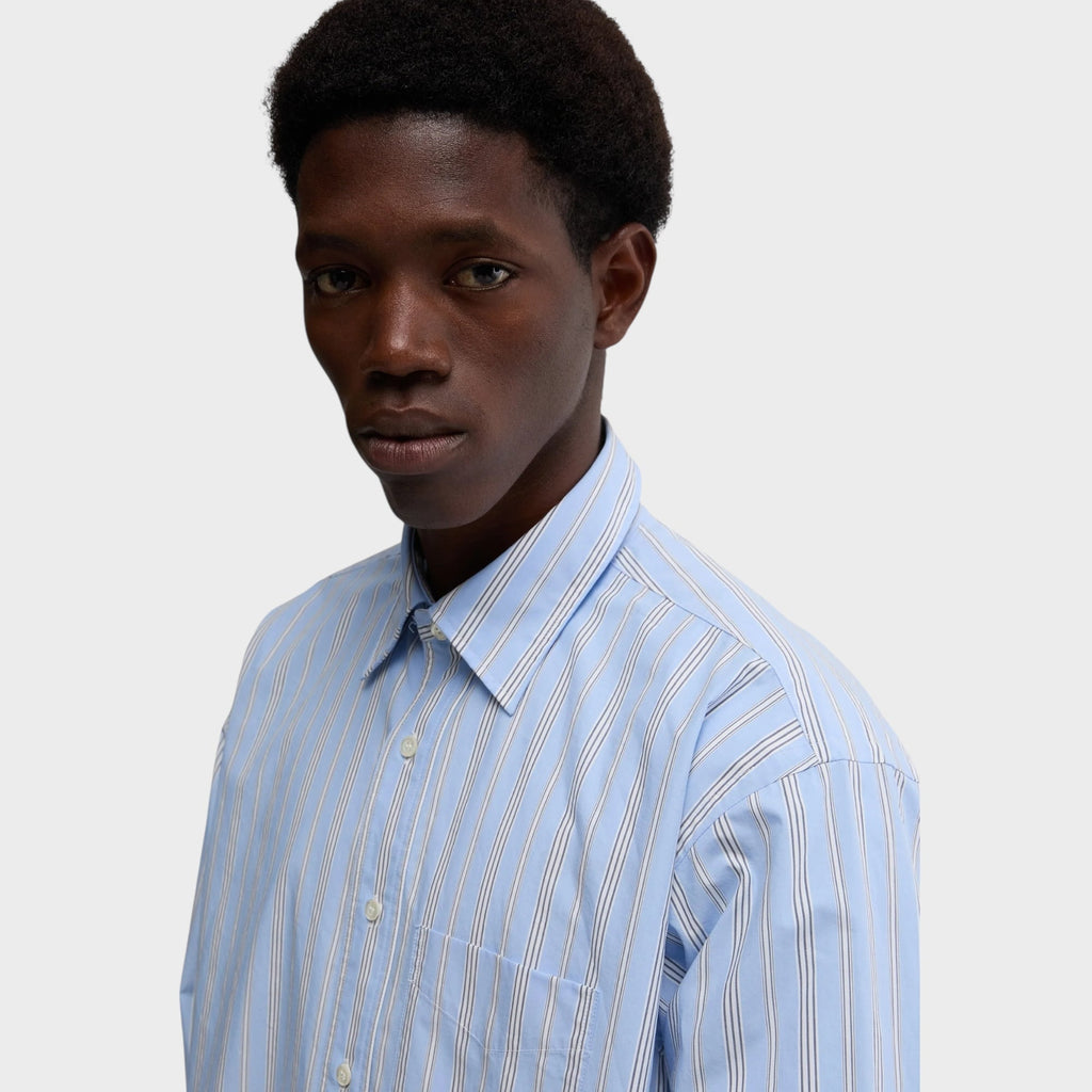 Aspesi Striped Cotton Poplin Shirt I Sky Blue