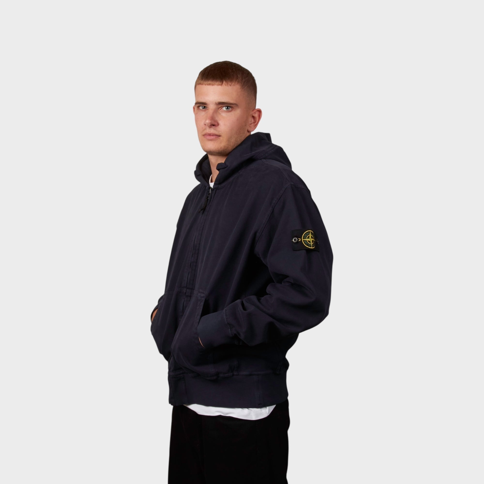Stone Island Felpa Giubbotto Hooded Jakke I Mørkeblå