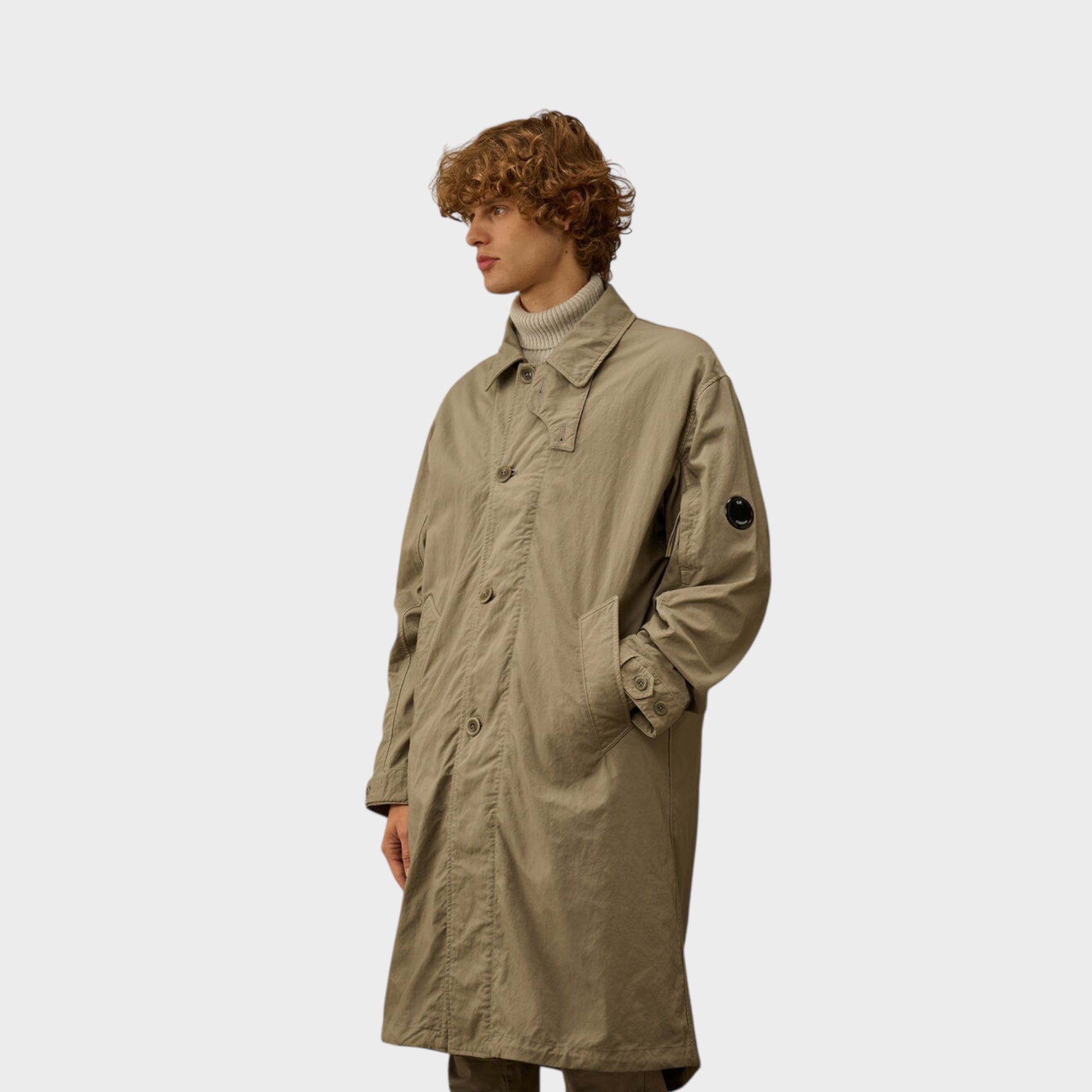 C. P. Company Twill Fishtail Padded Coat I Fallen Rock/Grey