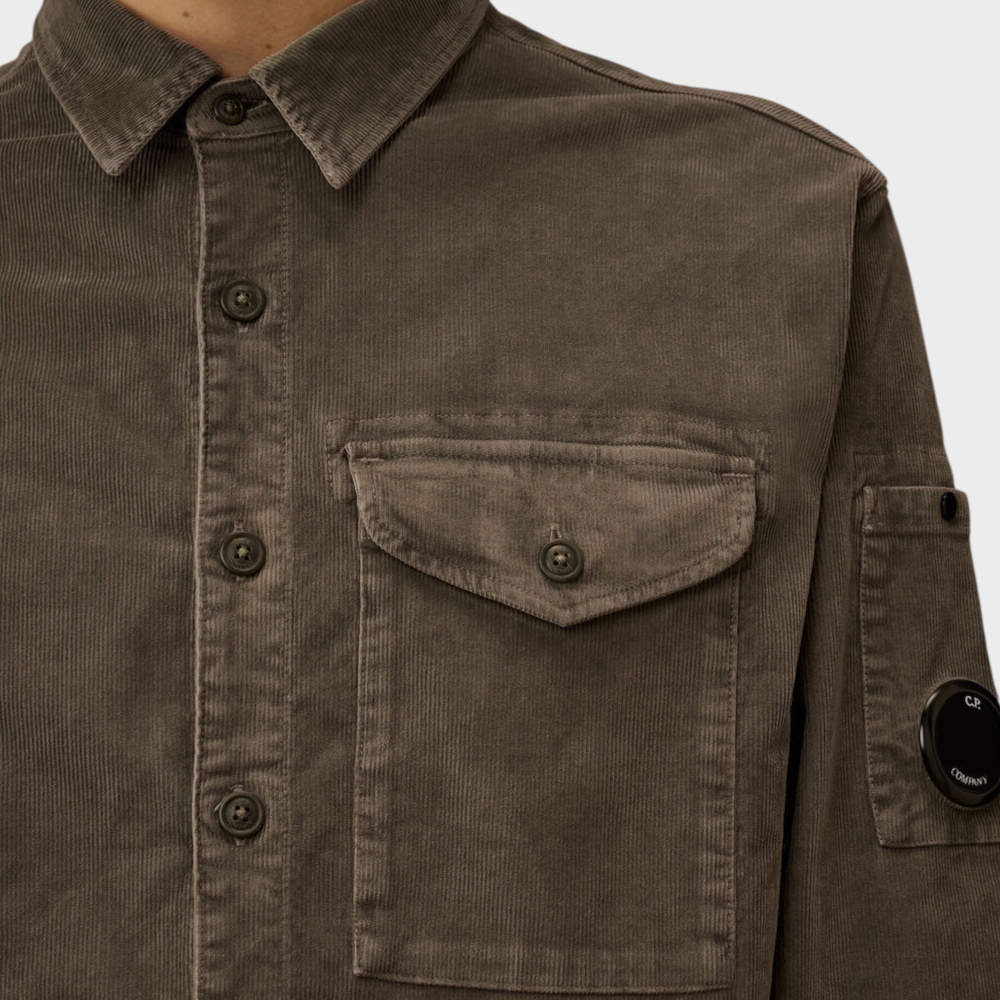 C. P. Company Corduroy Lens Longsleeve Button Shirt I Grey