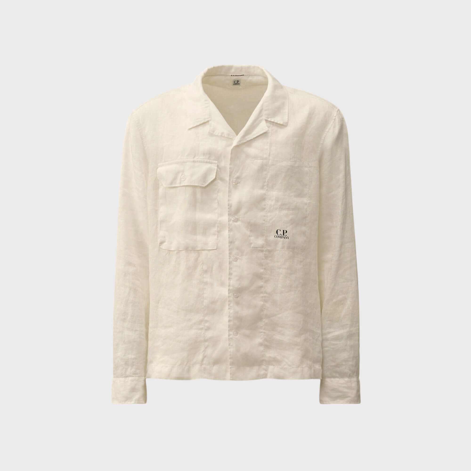 C.P. Company Long Sleeve Linen Skjorte I 103 Gauze White