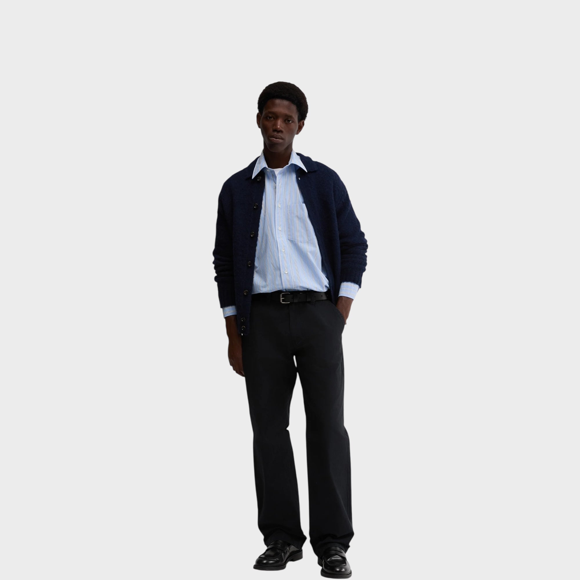 Aspesi Striped Cotton Poplin Shirt I Sky Blue