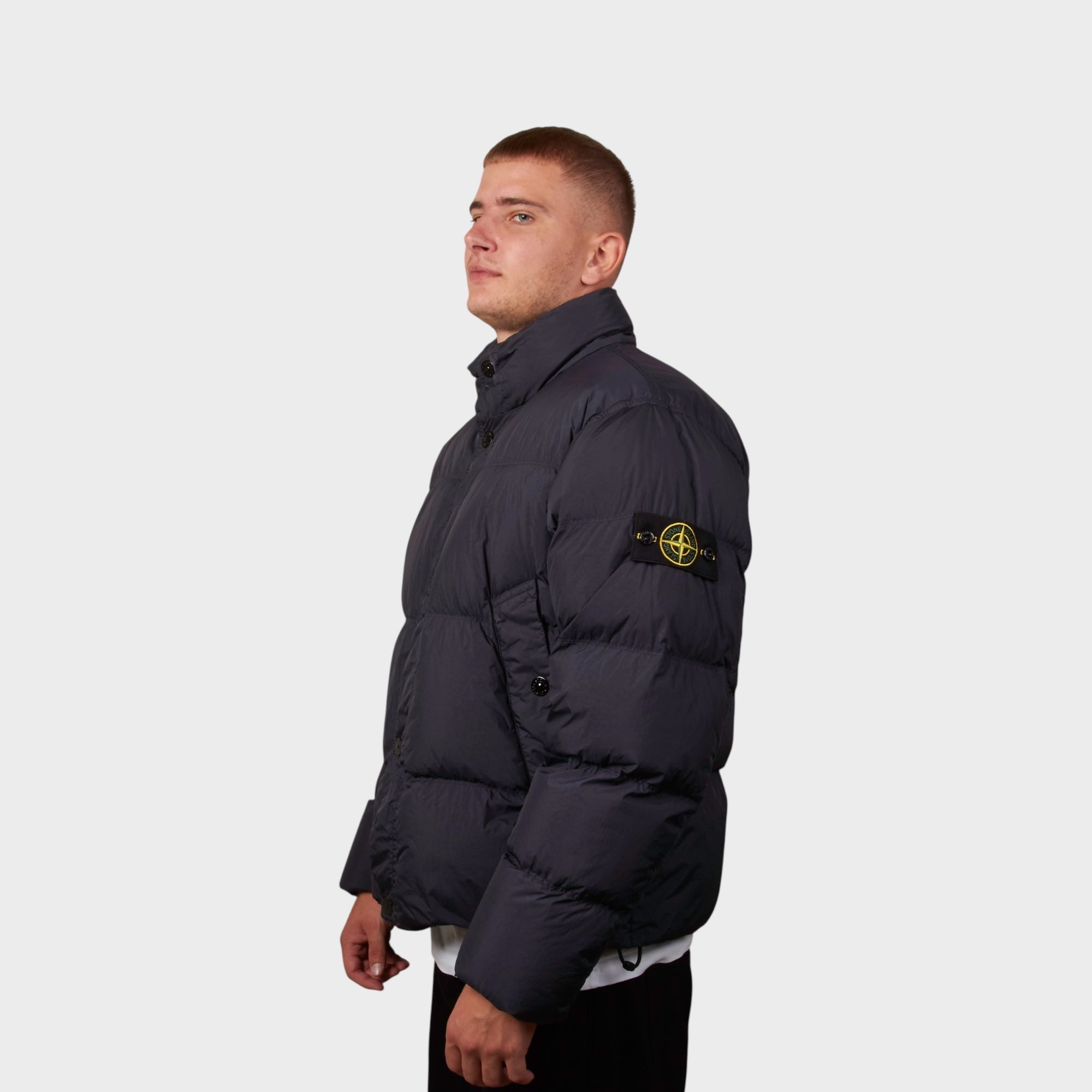 Stone Island Garment Crinkle Reps Dun Jakke I Navy