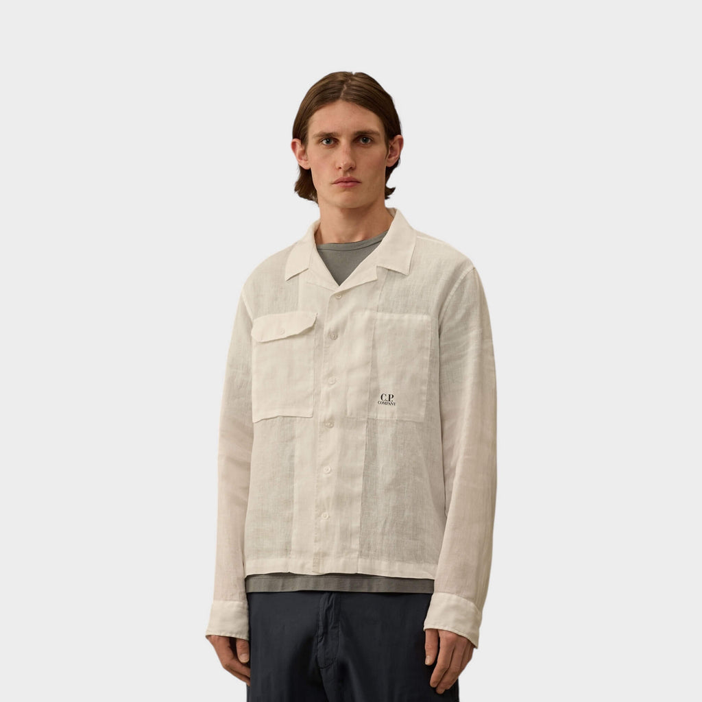 C.P. Company Long Sleeve Linen Skjorte I 103 Gauze White