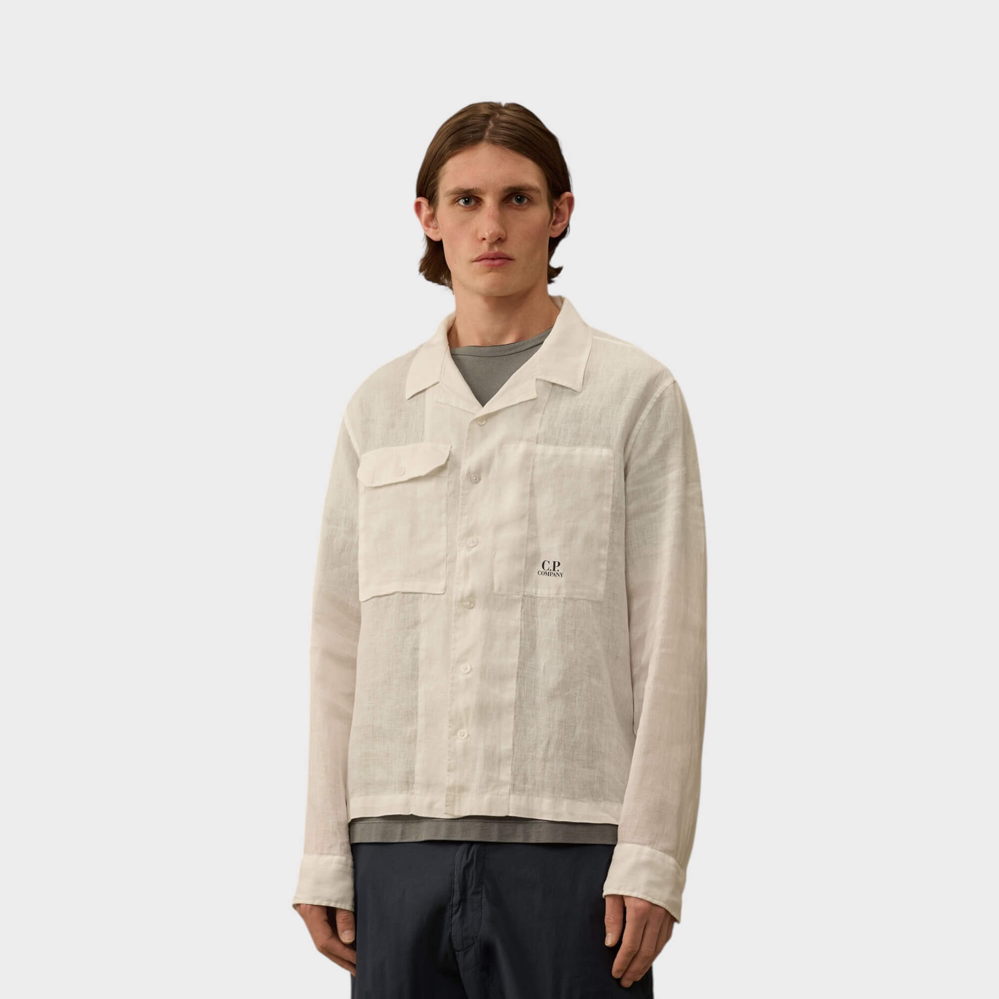 C.P. Company Long Sleeve Linen Skjorte I 103 Gauze White