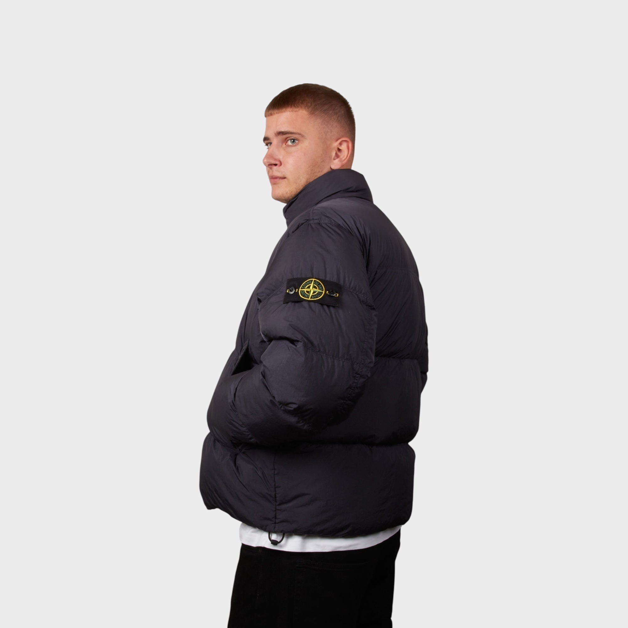 Stone Island Garment Crinkle Reps Dun Jakke I Navy