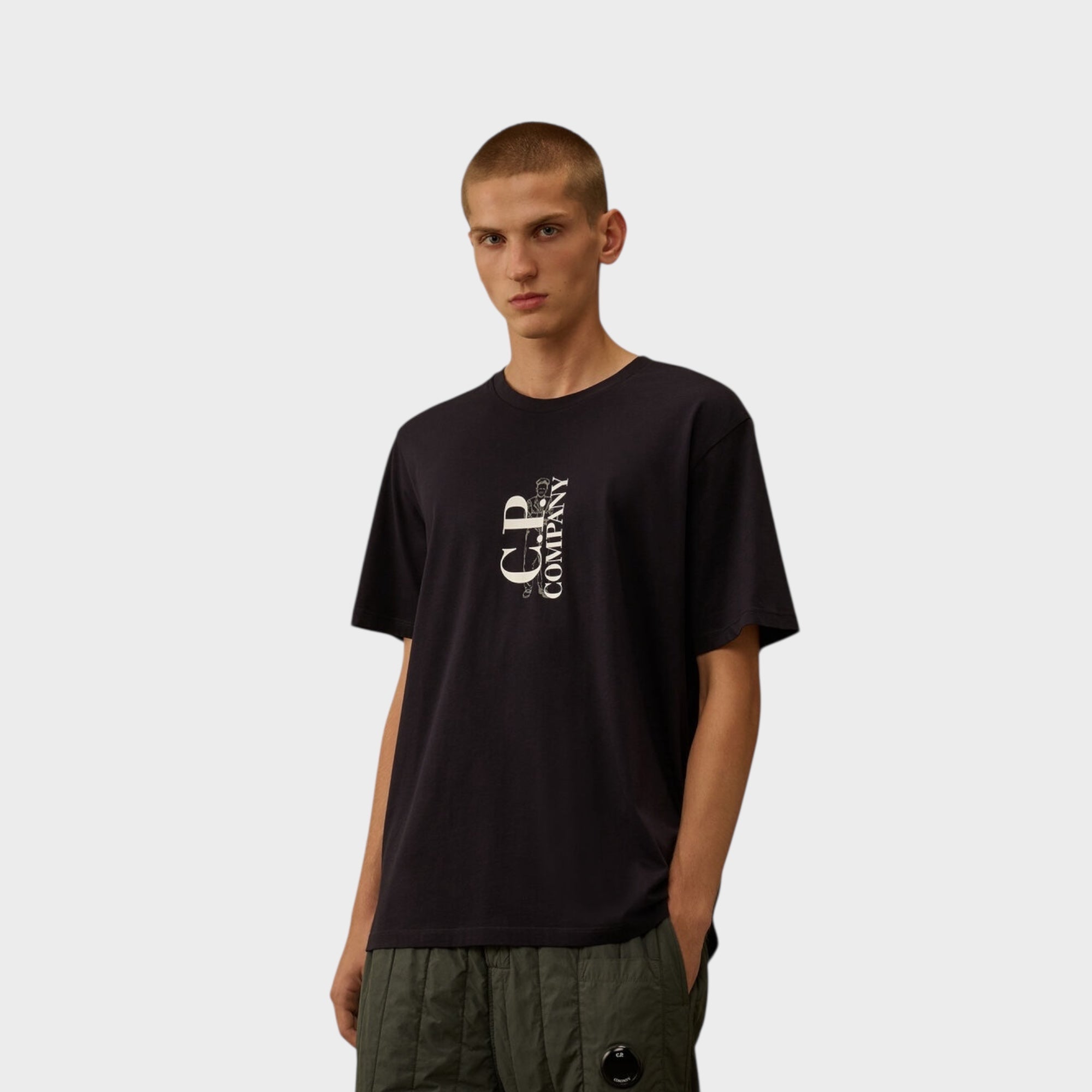 C. P. Company 30/1 Jersey Short Sleeve Logo T-Shirt I Navy