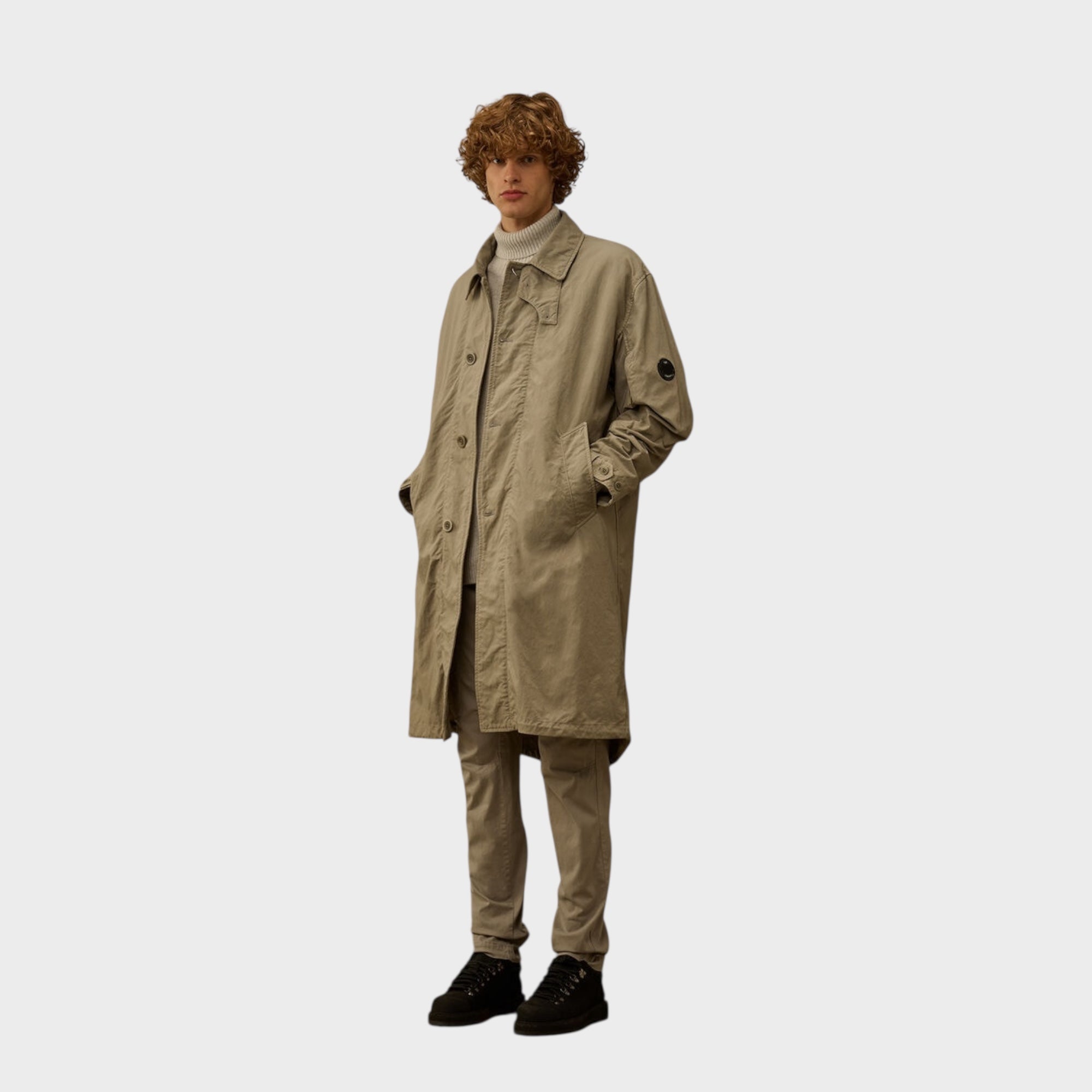 C. P. Company Twill Fishtail Padded Coat I Fallen Rock/Grey
