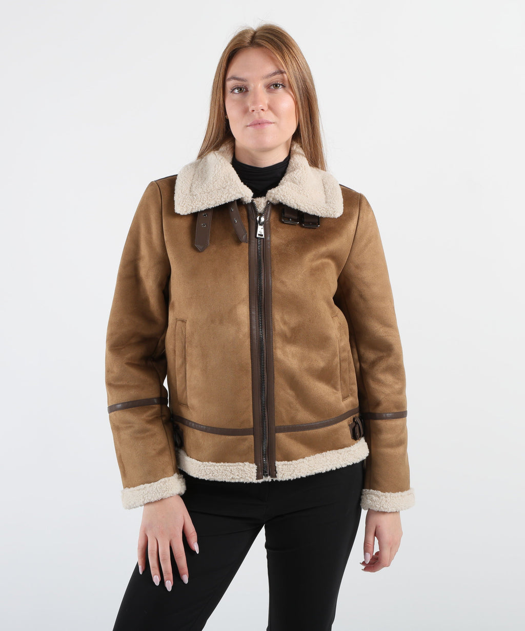 LAUREN RALPH LAUREN Giacca cammello in camoscio ecologico