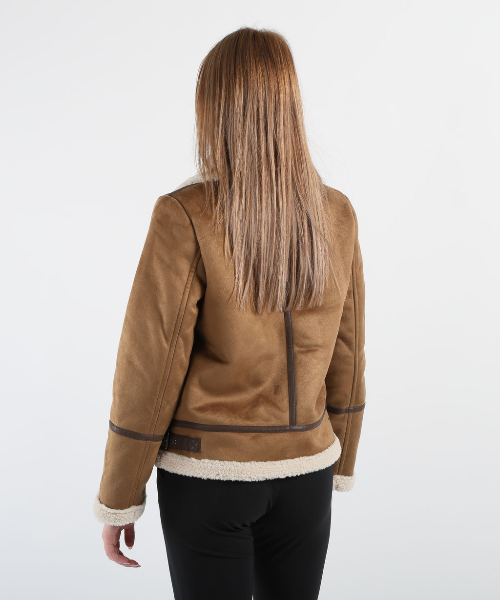 LAUREN RALPH LAUREN Giacca cammello in camoscio ecologico