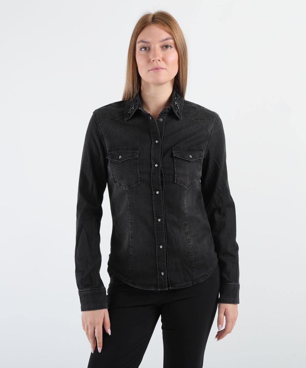LIUJO denim Camicia in denim con strass