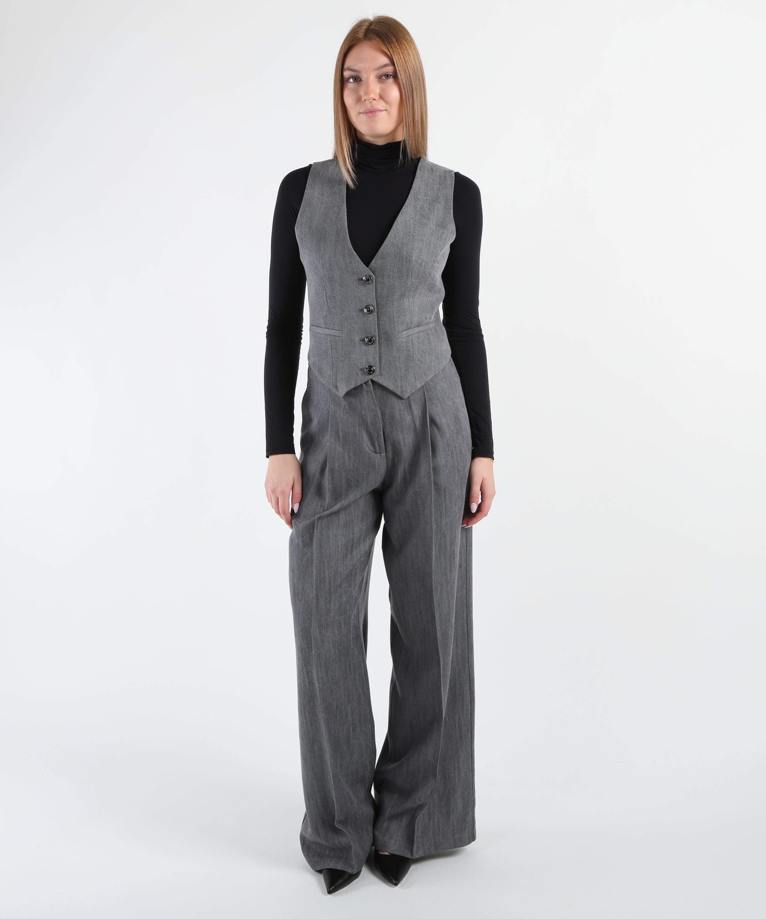 LIUJO denim Gilet in denim grigio