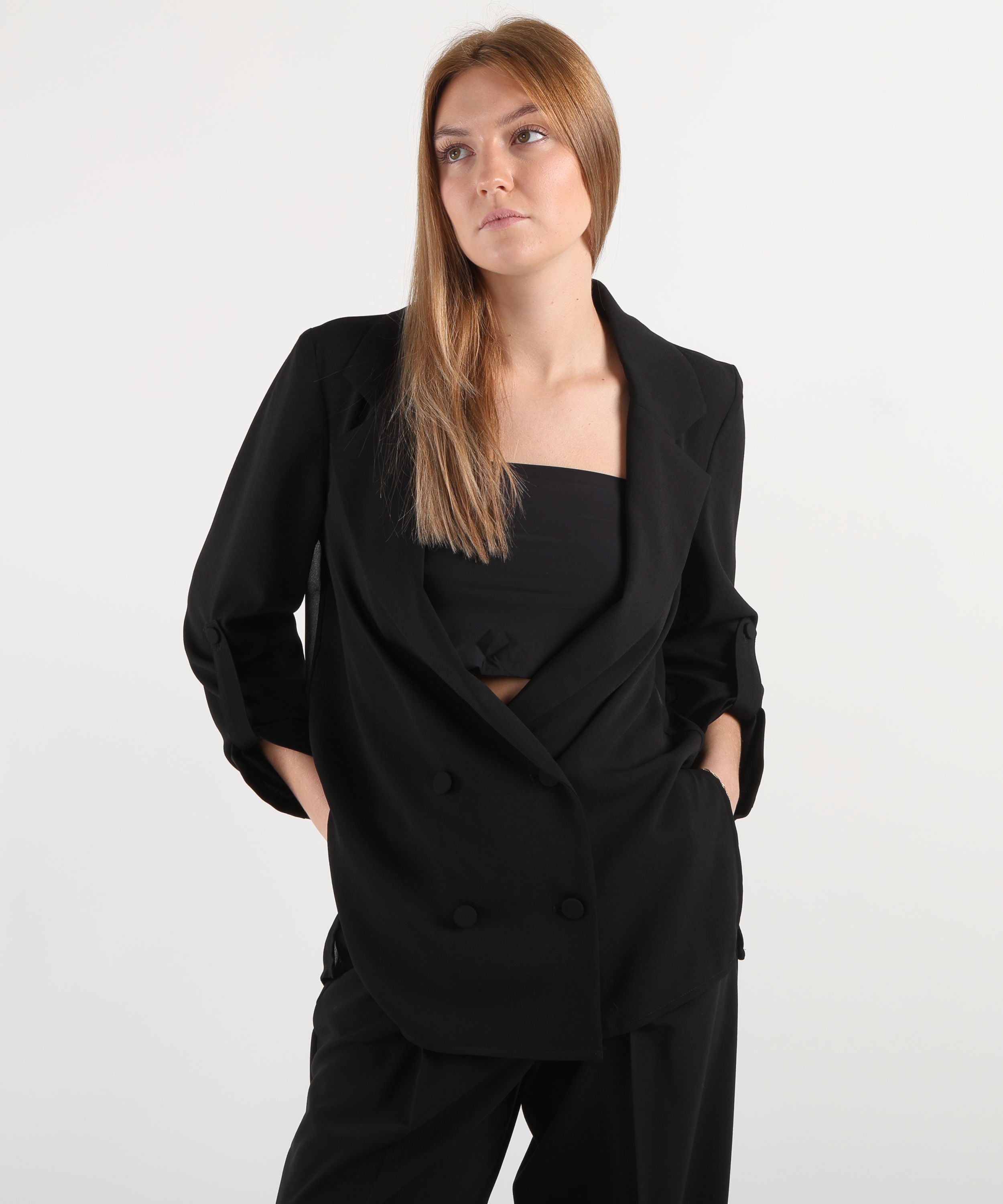 LIUJO BLACK Blazer in envers satin