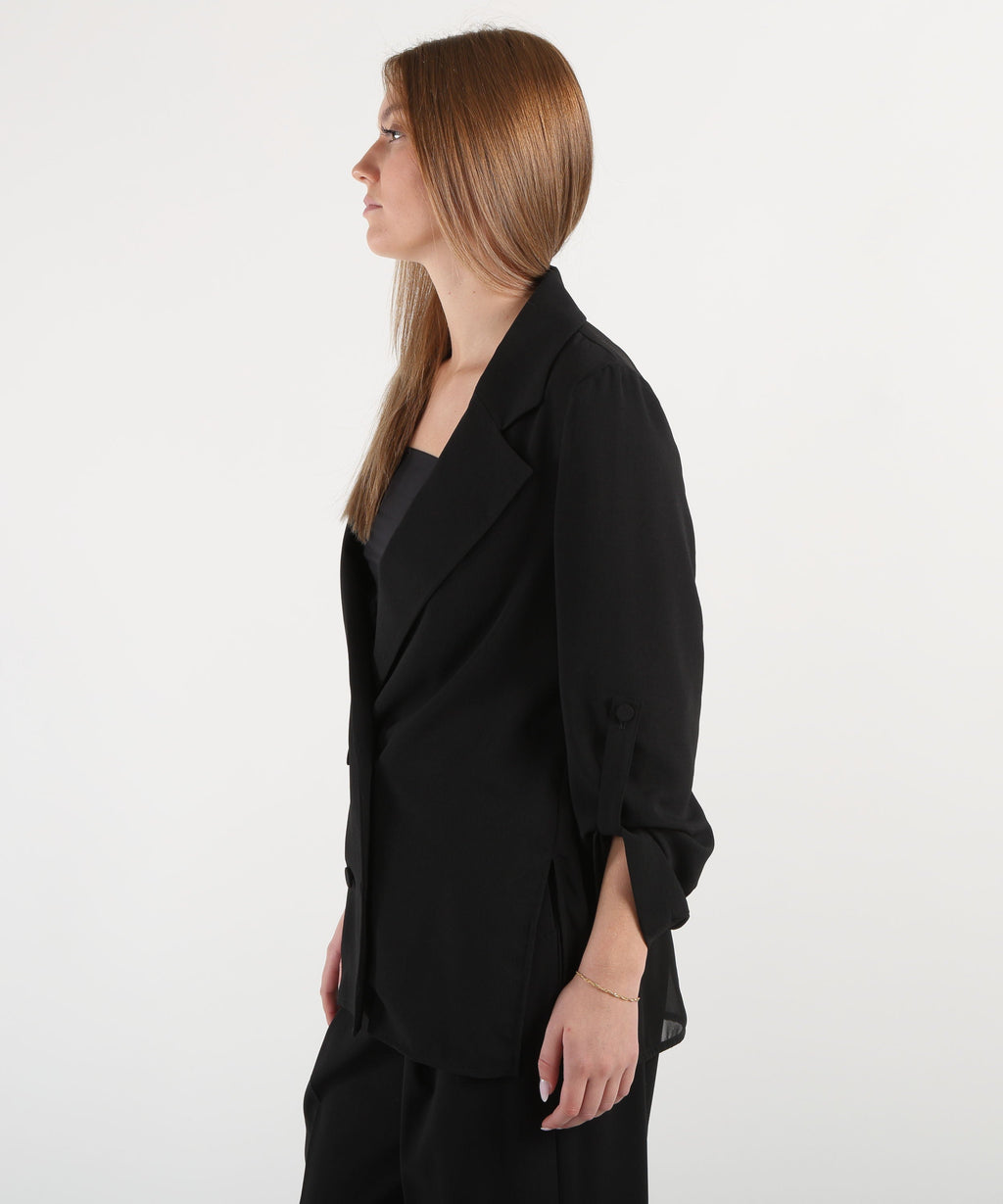 LIUJO BLACK Blazer in envers satin