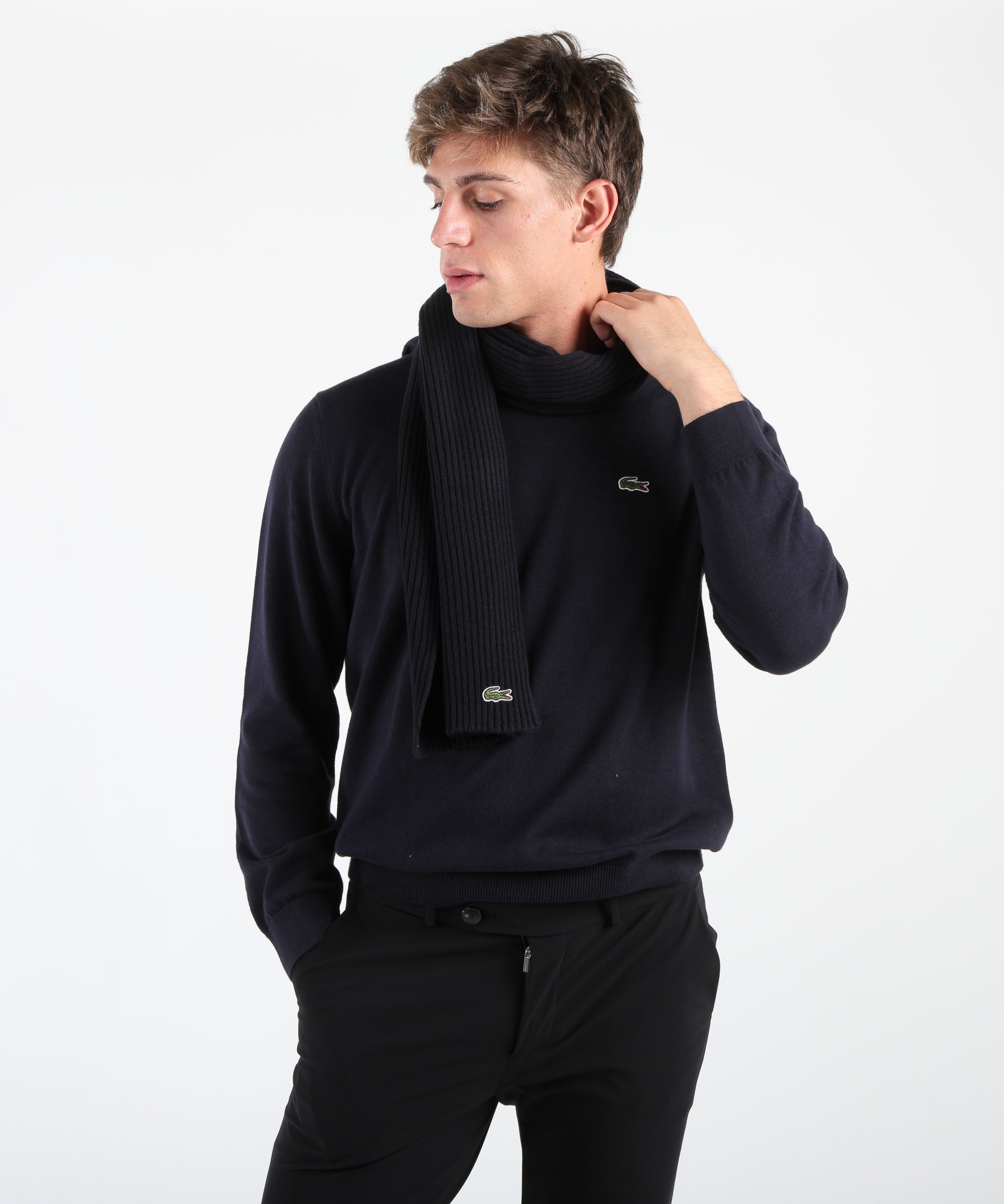 LACOSTE Sciarpa in lana a costine