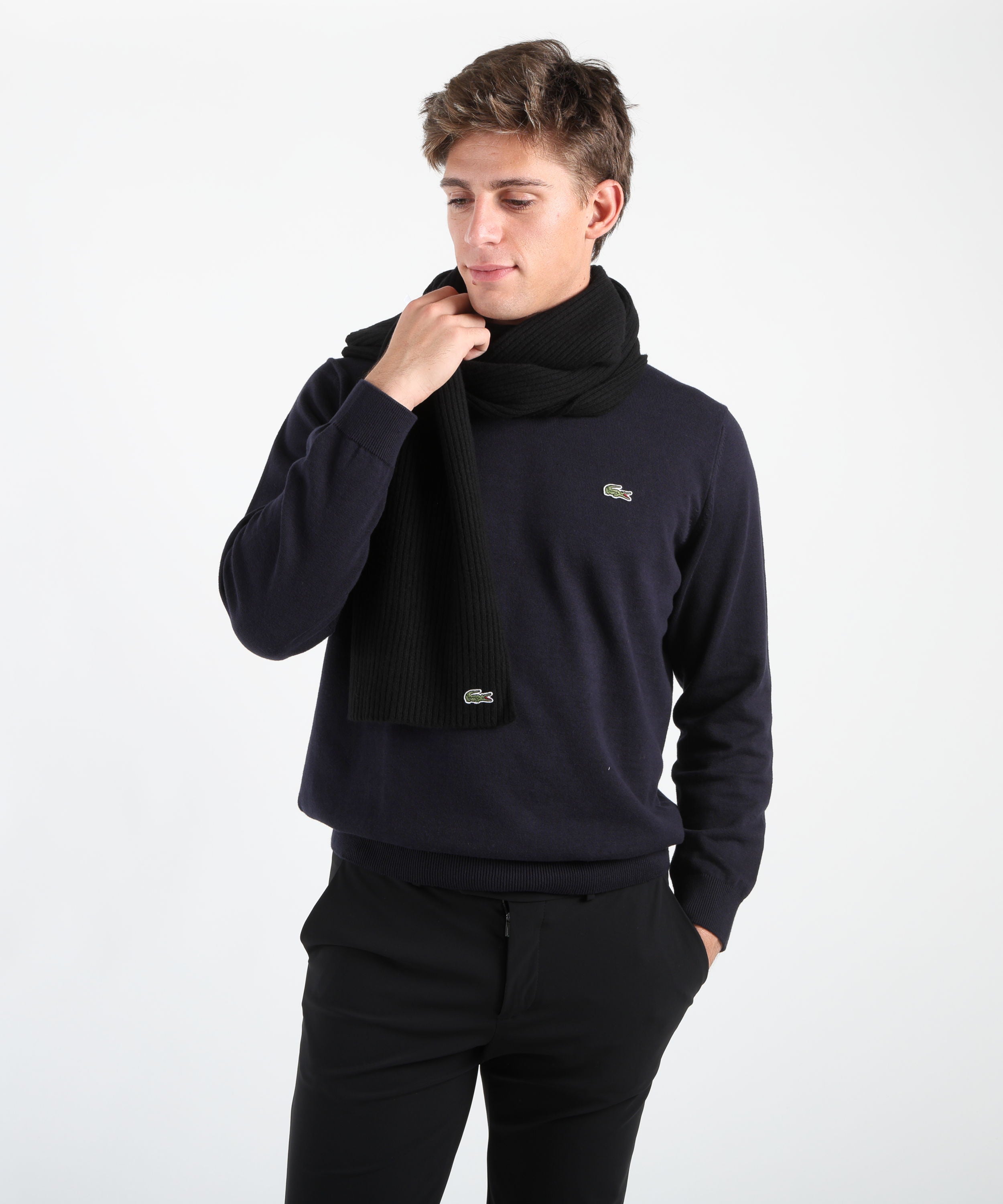 LACOSTE Sciarpa in lana a costine