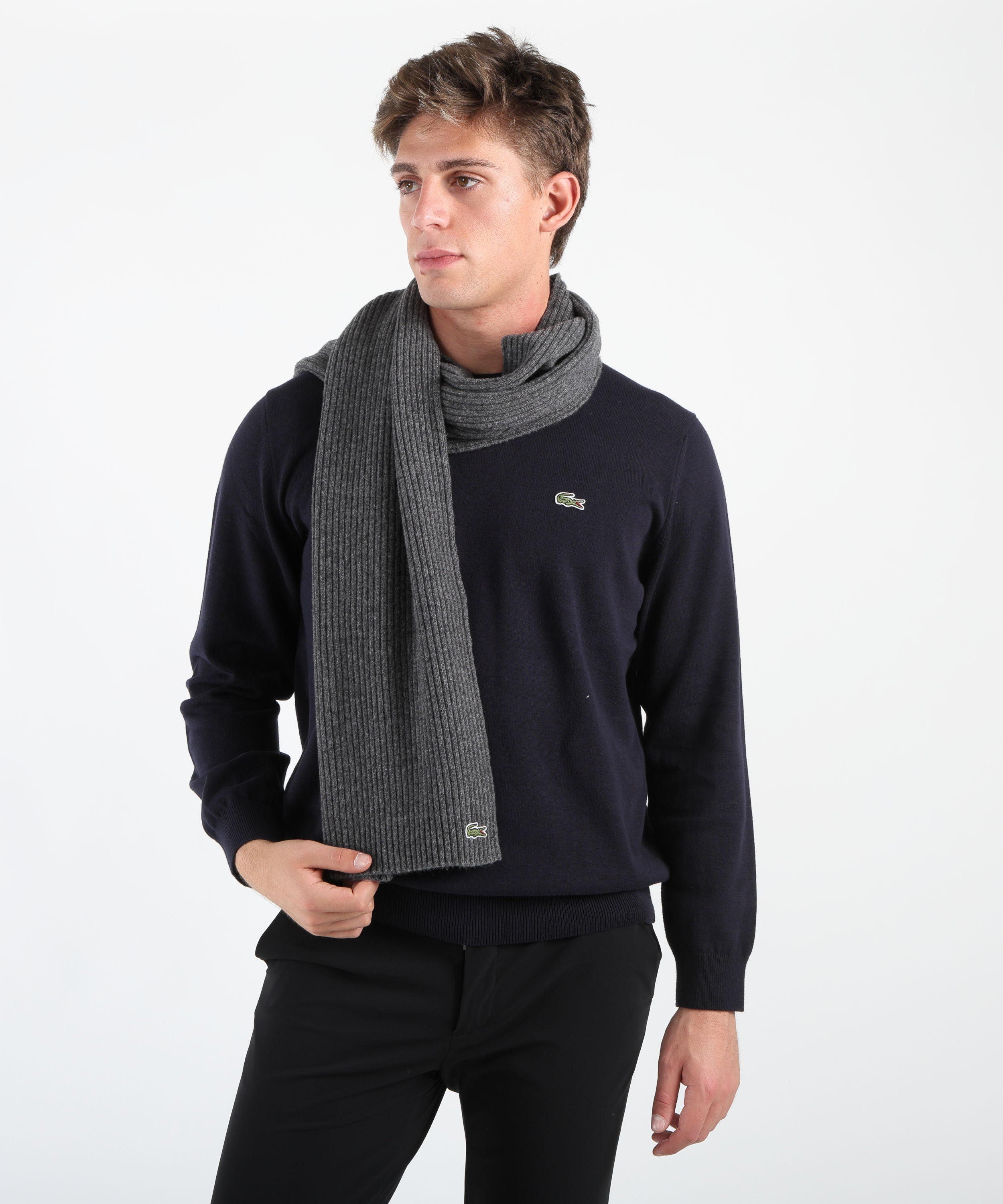 LACOSTE Sciarpa in lana a costine