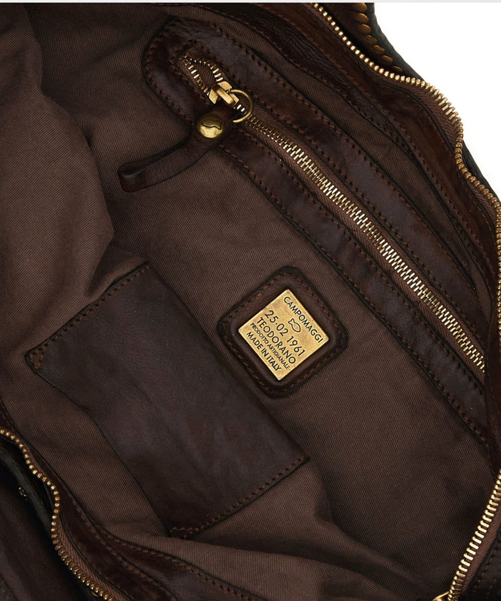 CAMPOMAGGI Shopping Bag Donna in Pelle Testa di Moro