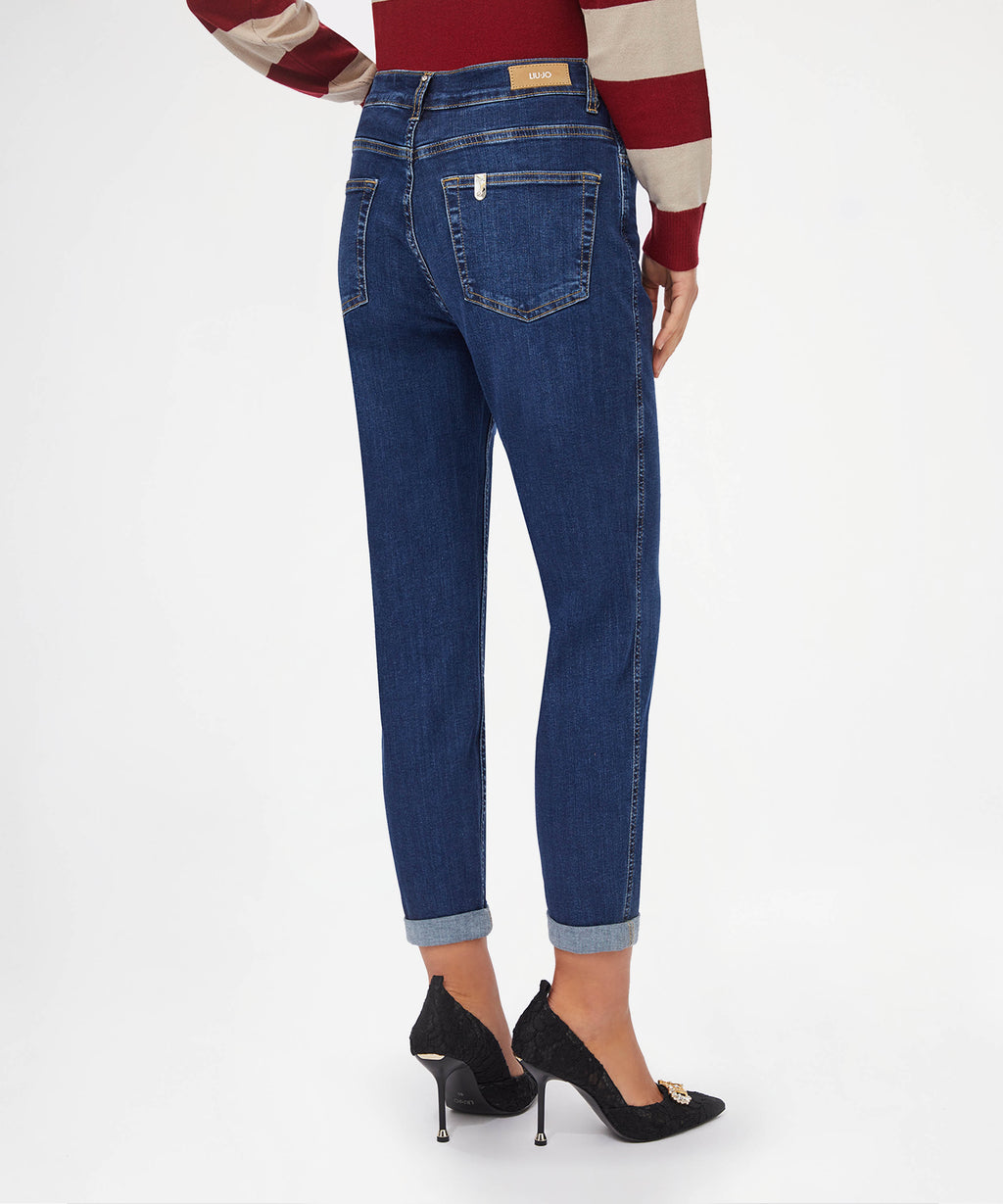 LIUJO denim jeans carrot fit a vita alta