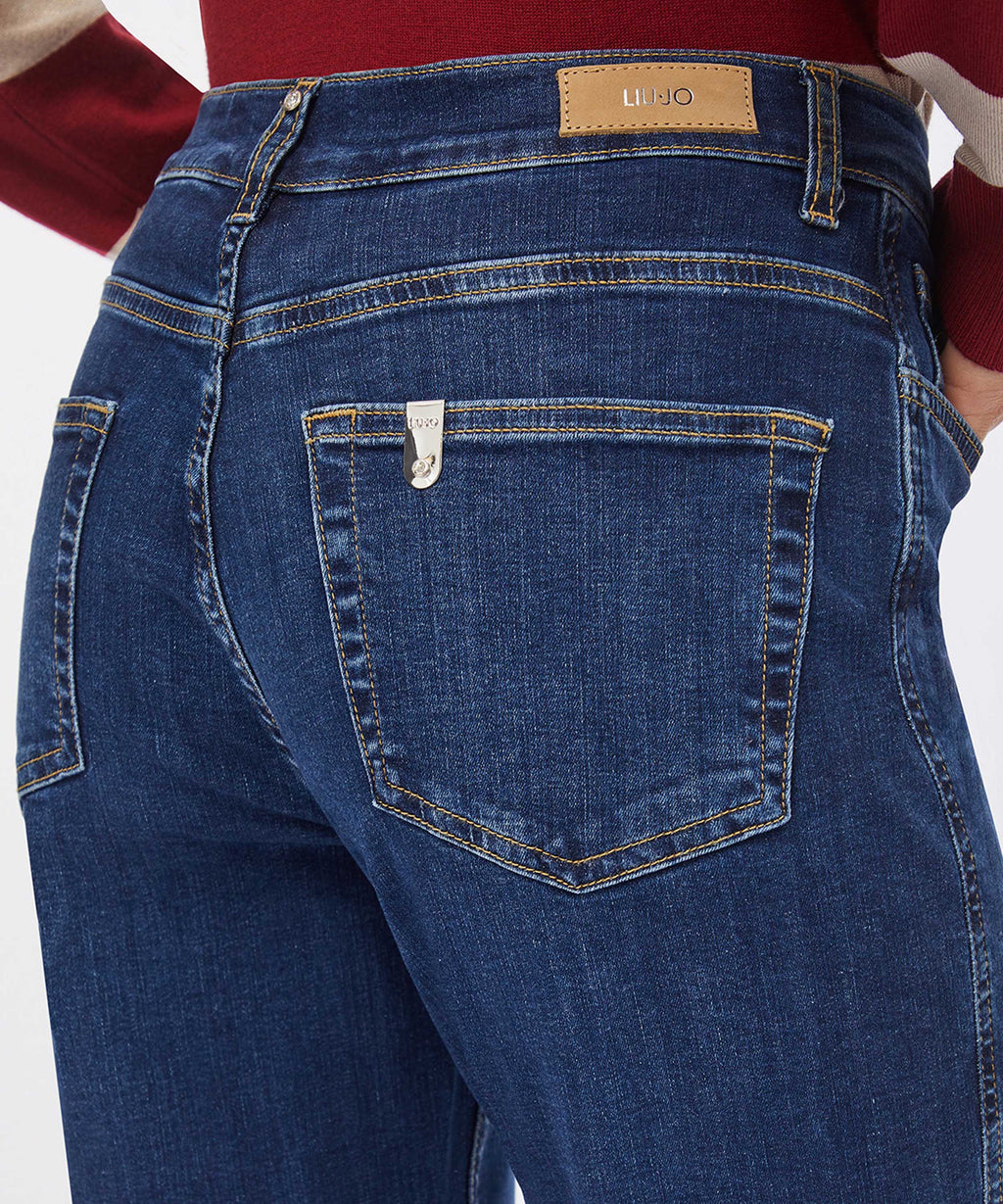 LIUJO denim jeans carrot fit a vita alta