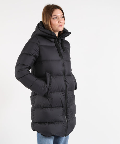 BOMBOOGIE Piumino Donna Lungo Regular Fit in Tessuto Tecnico Waterproof con Cappuccio