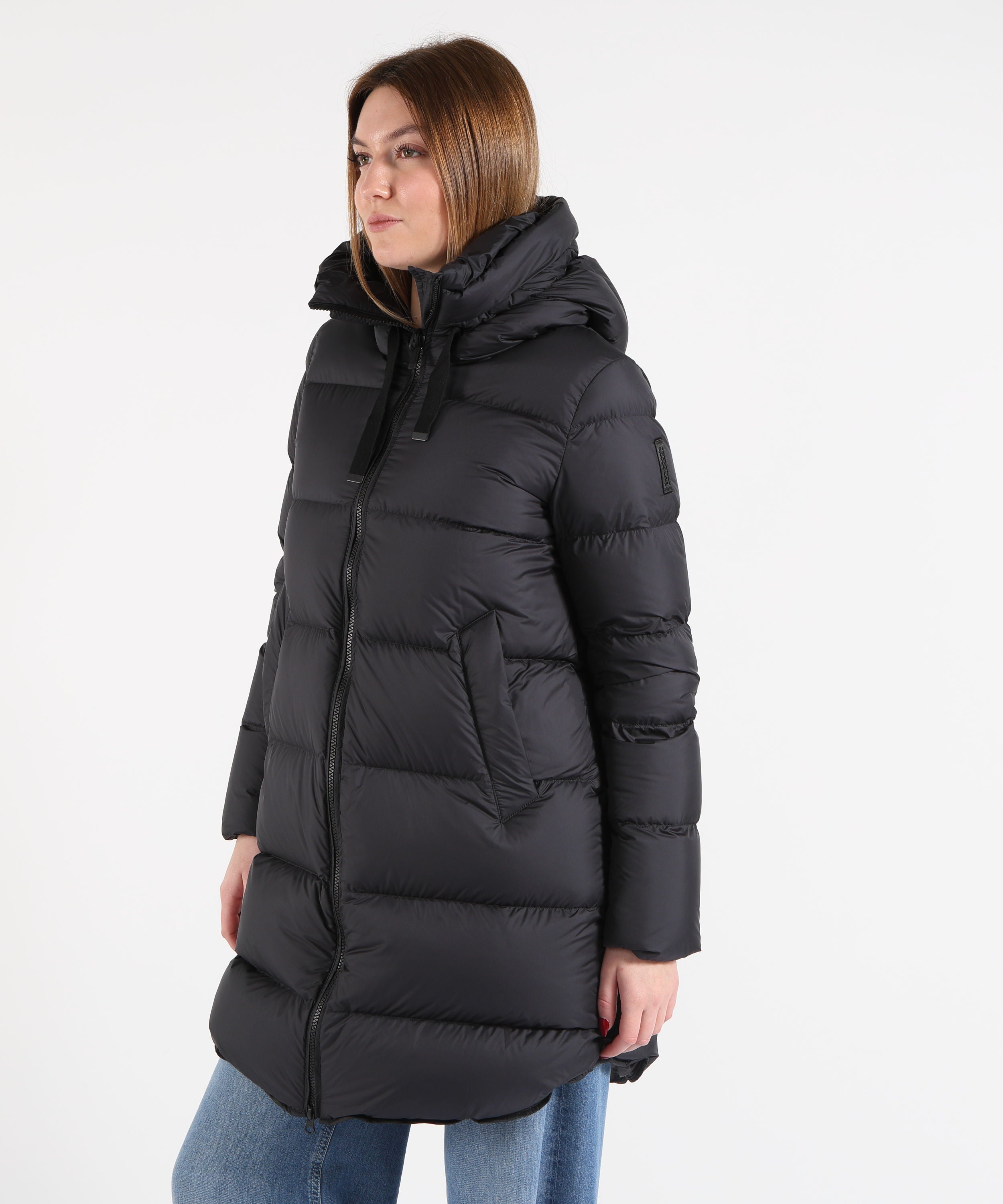 BOMBOOGIE Piumino Donna Lungo Regular Fit in Tessuto Tecnico Waterproof con Cappuccio