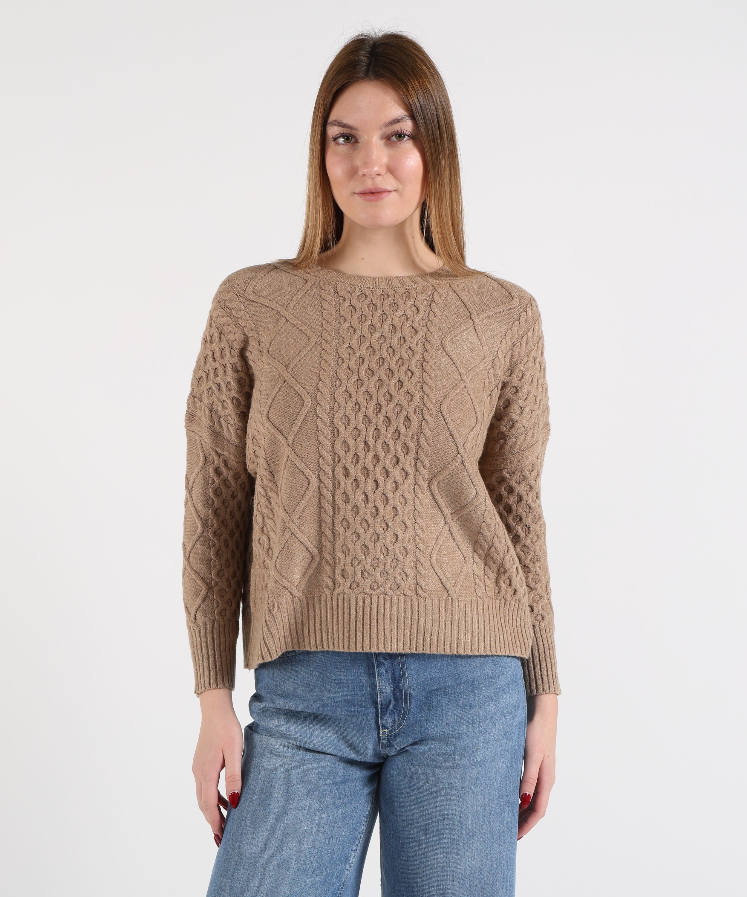 KAOS Blusa Donna Casual in Misto Seta a Righe con Scollo a V