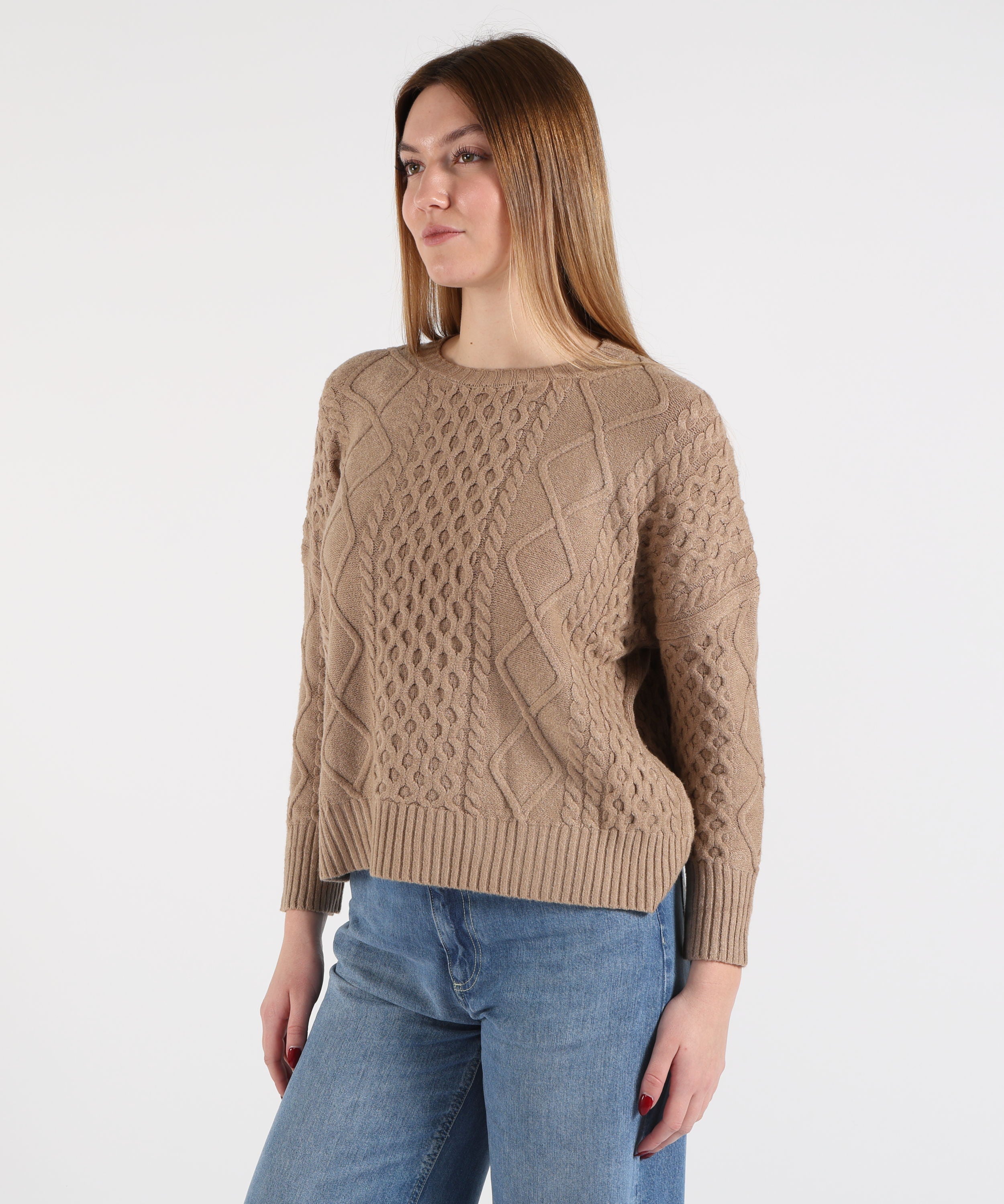 KAOS Blusa Donna Casual in Misto Seta a Righe con Scollo a V