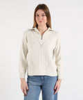 KAOS Maglia Donna Ampia con Trecce Frontali e Collo Alto con Zip
