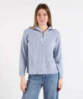 KAOS Maglia Donna Ampia con Trecce Frontali e Collo Alto con Zip